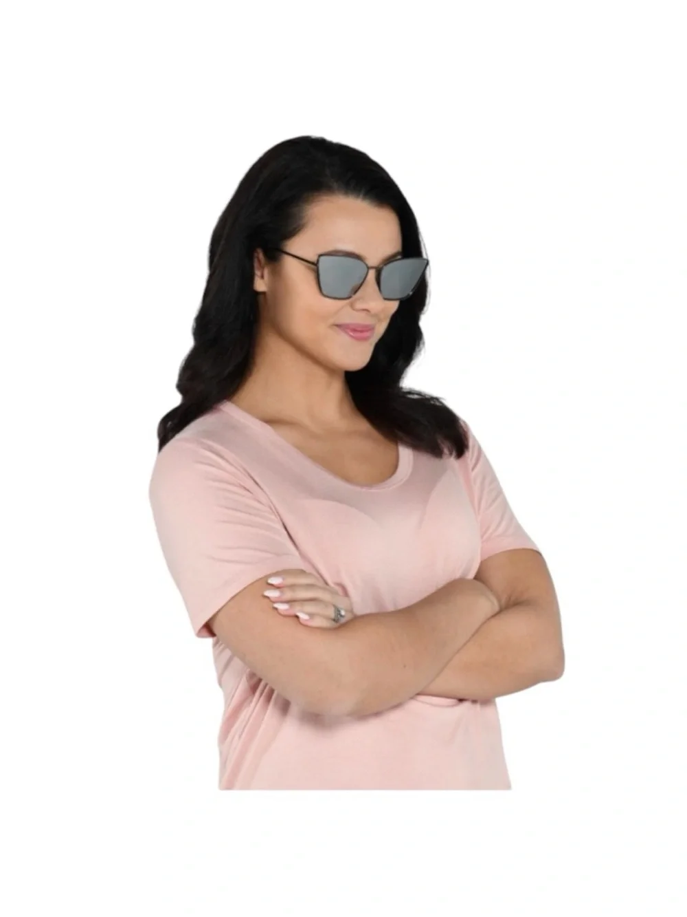 Foster Grant Gunmetal Cat-Eye Sunglasses with Silver Mirror Lenses - Picture 7 of 7